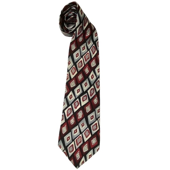 Pierre Cardin All Over Diamond Print Silk Tie - Picture 1 of 5